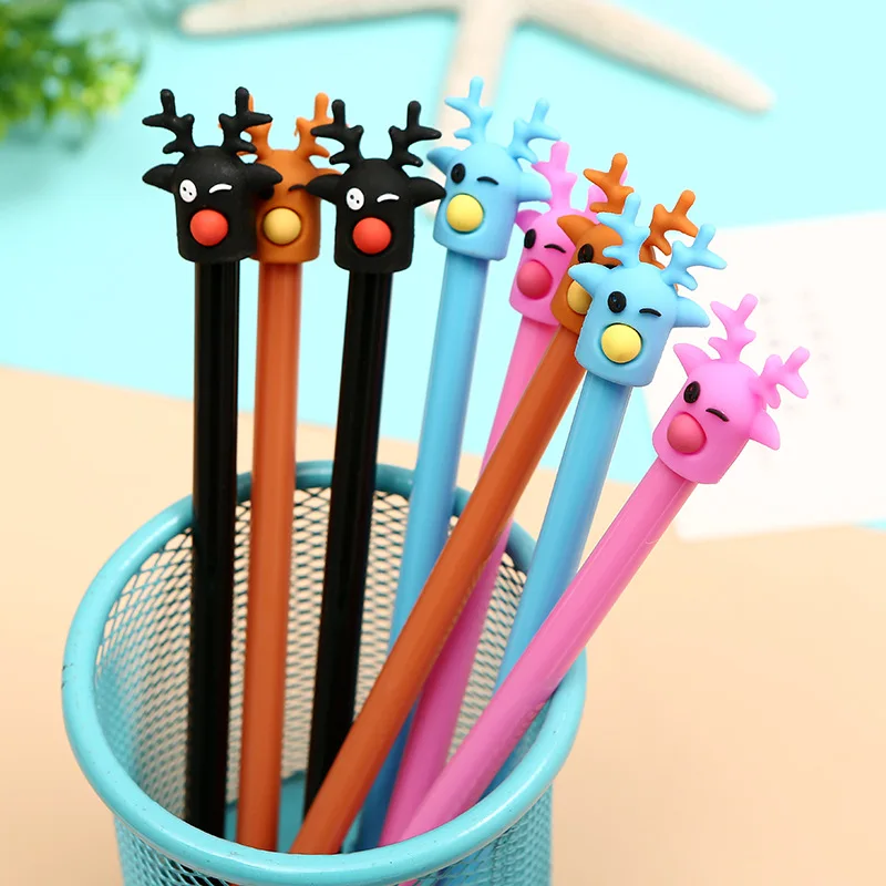 

36PCS Korean Creative Moose Neutral Pen Fresh Deer Black Signature Pen Christmas Pen Student Stationery Supplies