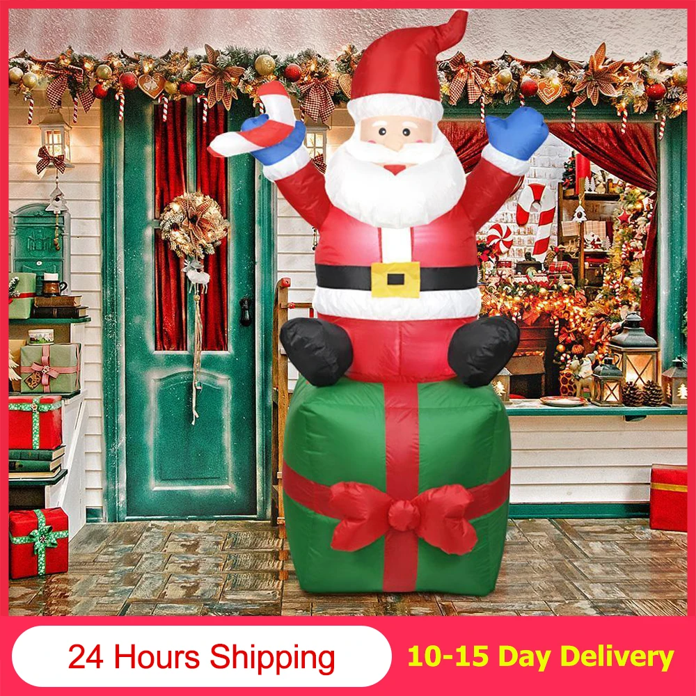 1.8m Inflatable Santa Claus LED Light Merry Christmas Outdoor Santa Claus New Year 2022 Christmas Decoration Garden Soldier NEW