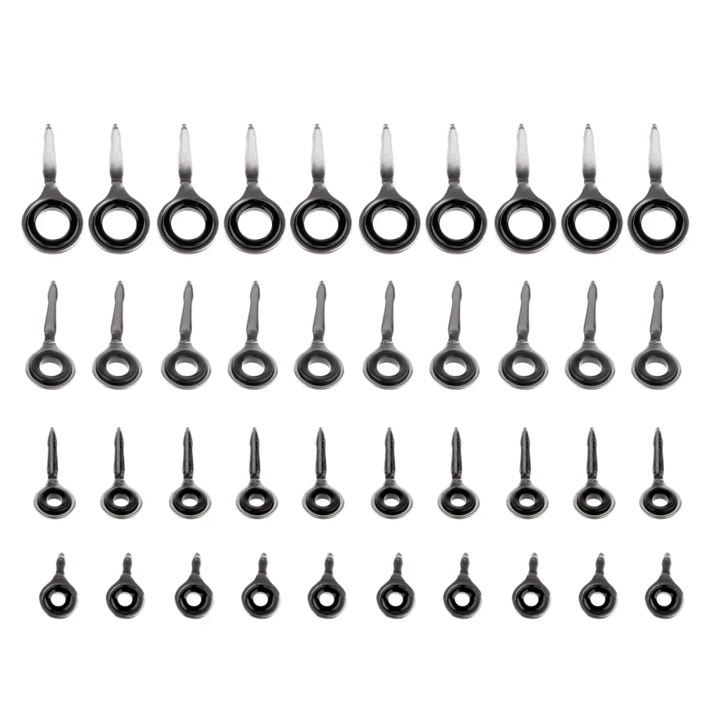 

40pcs Stainless Steel Fishing Rod Guides Eye Line for Raft Rod