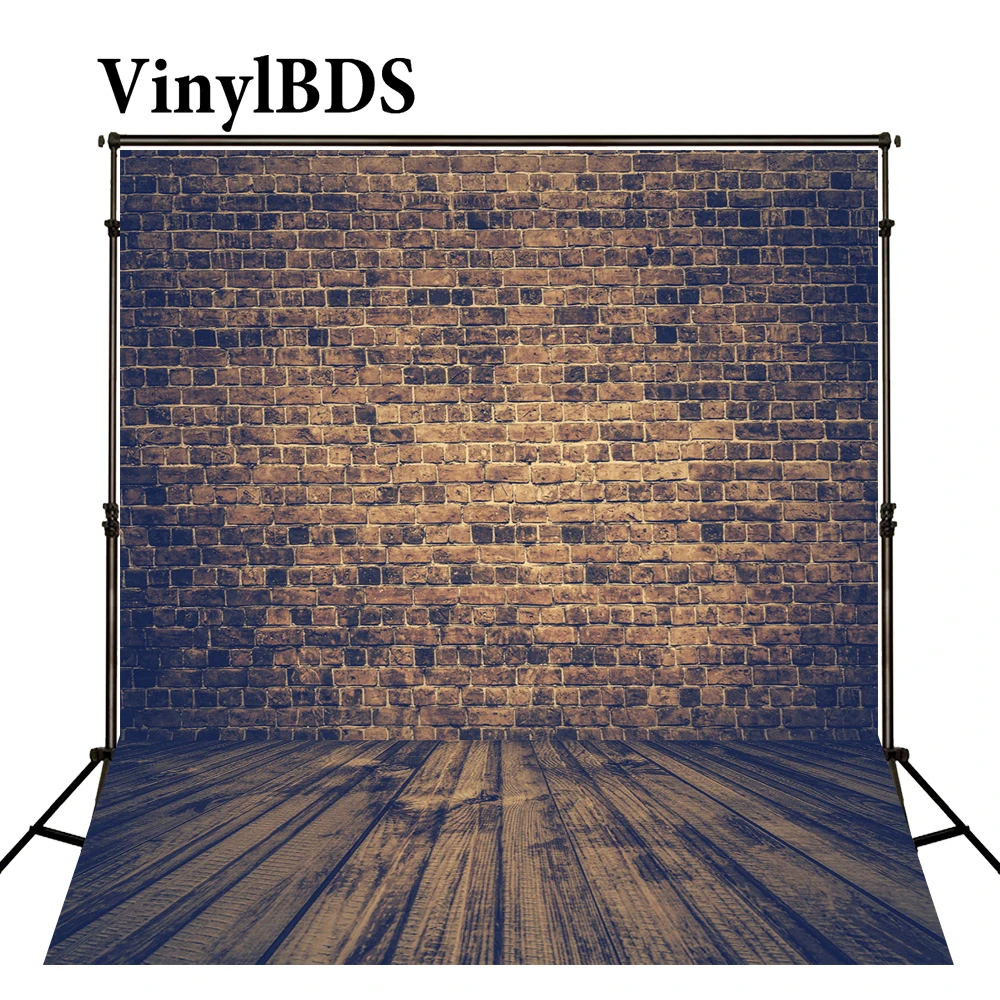 

VinylBDS Baby Photography Backgrounds Brick Wall Photography Backdrop Dark Wood Texture Floor Backdrops Photography Studio