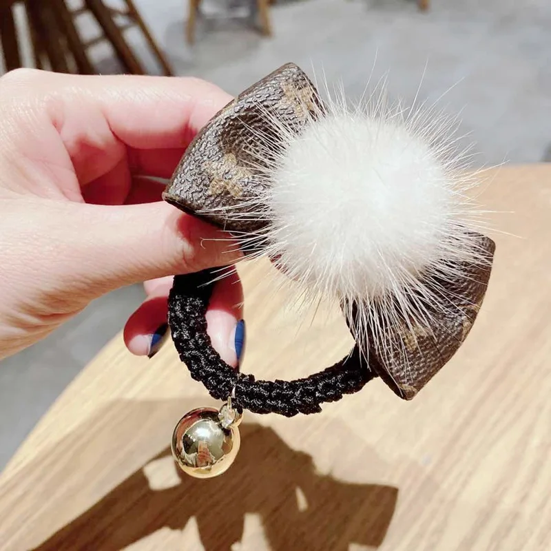 Новинка женские роскошные меховые аксессуары для волос натуральная кожа бант с