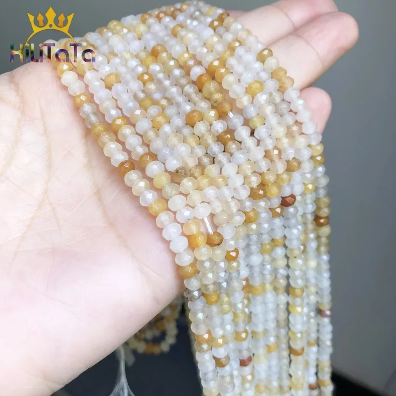 2*4 мм натуральные граненые бусины из натурального камня круглые свободные желтые