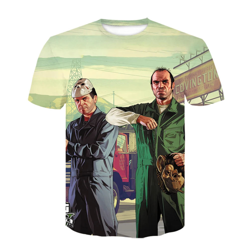 

Grand Theft Auto Game GTA 5 Men Summer T Shirts Cool GTA5 Men TShirt Colorful 3D Print T-shirt Tee Shirt Funny clothing