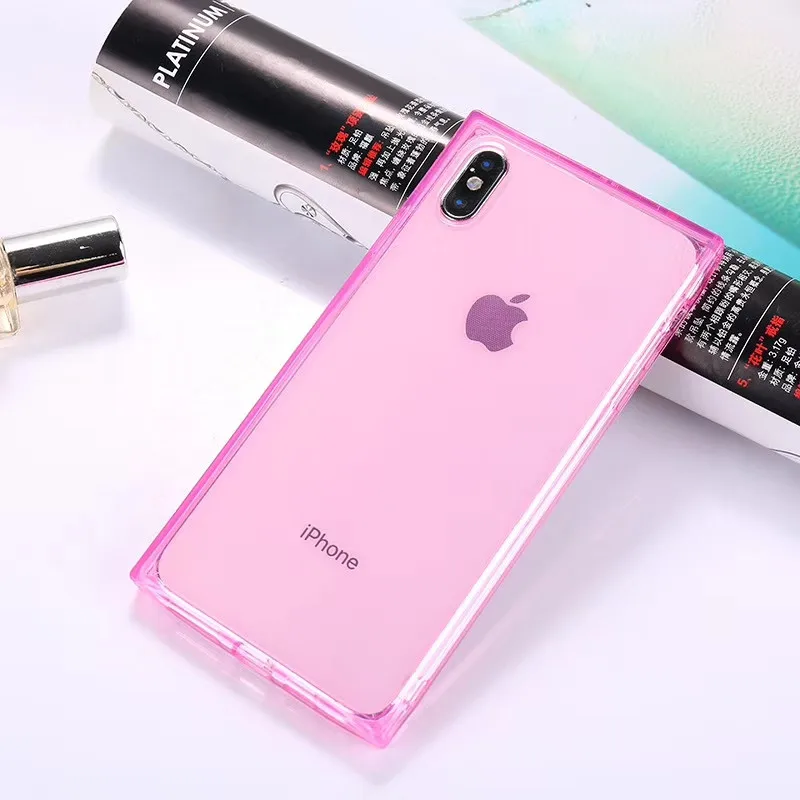 Прямоугольный защитный мягкий чехол из ТПУ для телефона Iphone X простой 8 6 6S 7 Plus Xs Max