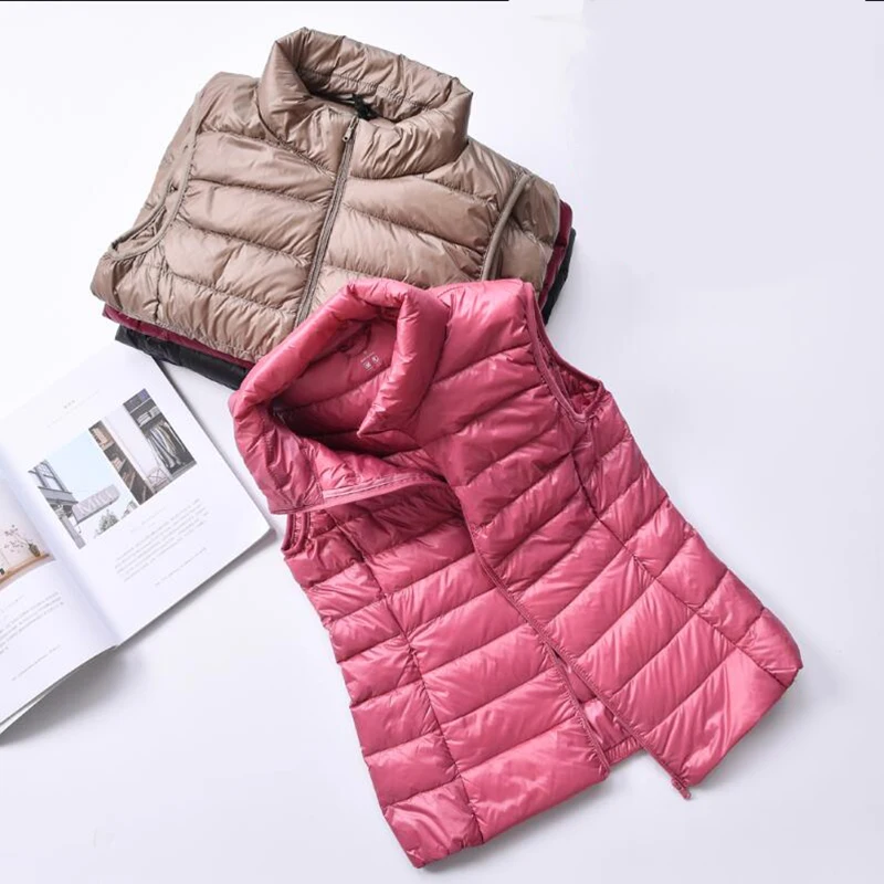 2020 ультра-светильник, пуховый жилет для женщин, Осень-зима, короткий, размера плюс, куртка на утином пуху, ветрозащитный жилет, теплое Женско... от AliExpress WW