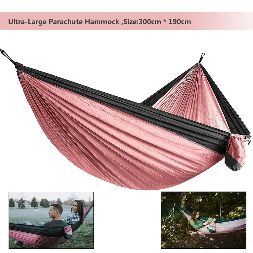 

Portable Lightweight Nylon Parachute Double Hammock Multi-functional Hammock Camping Backpacking Travel Beach Yard Garden