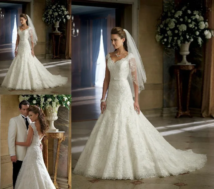 

Modest Mermaid Lace Wedding Dress 2021 robe de mariée sweep Train cap sleeve Wedding Gowns Summer Dresses For Women
