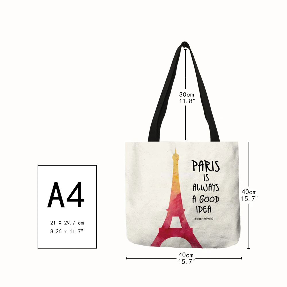 Простая Сумка тоут с надписью для женщин твердая Наплечная Сумочка в Парижском