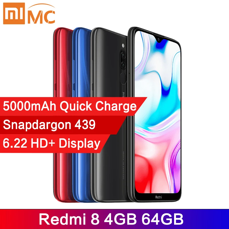 Глобальная версия Xiaomi Redmi 8 4 Гб 64 ГБ Восьмиядерный процессор Snapdragon 439 AI камера 12 МП
