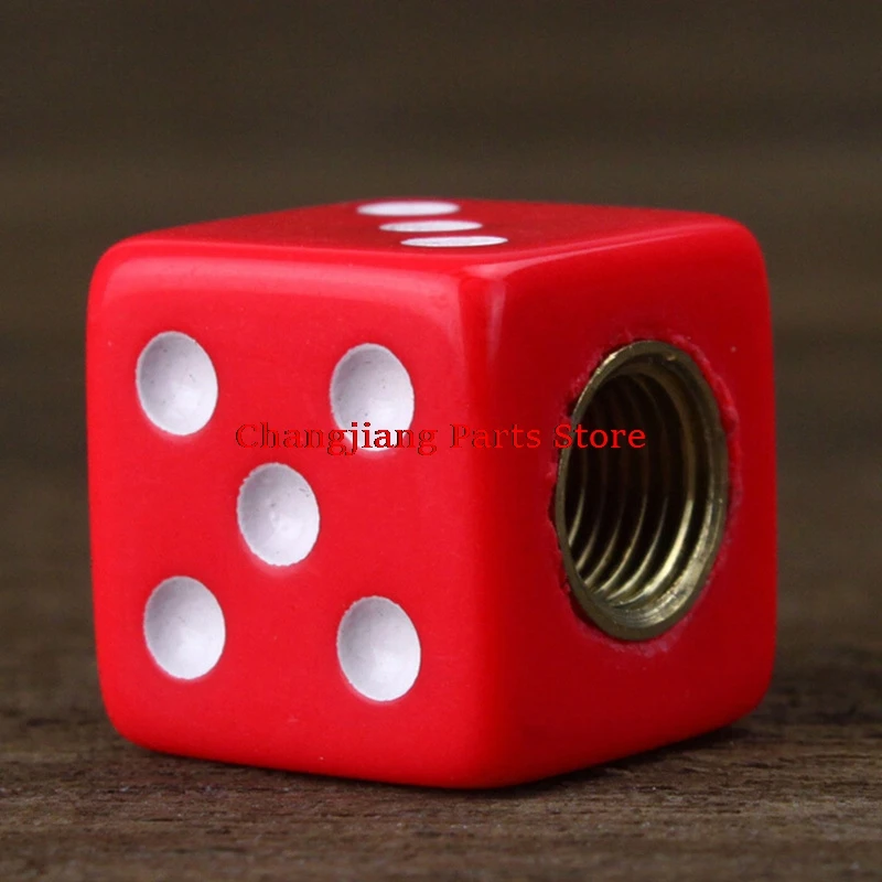 

4 pcs Red Dice Tire Air Valve Stem Caps for Car Truck Bike ATV Wheel Rims Hot Sale Bike Bicycle Accessories