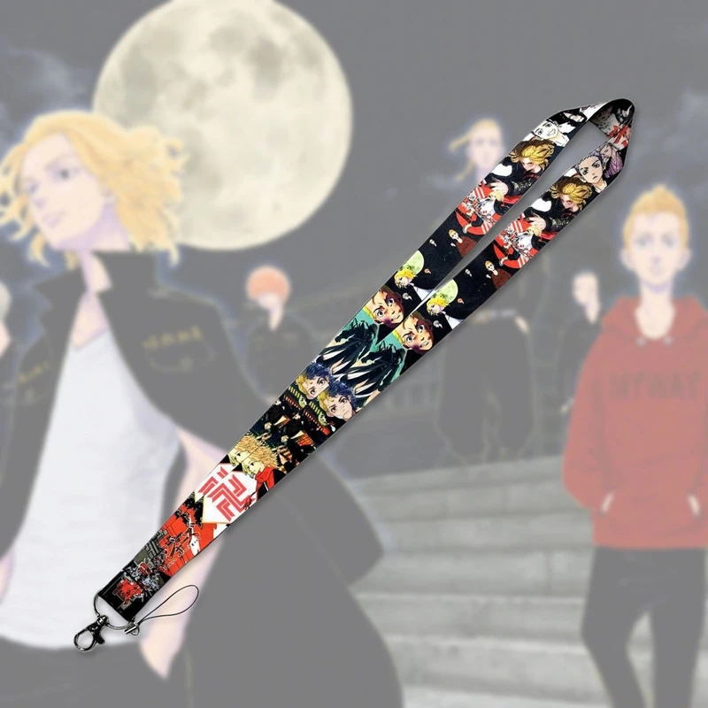 

Anime Tokyo Revengers Lanyards Key Chain Manjiro Ken Takemichi Hinata Anime Figure Ribbon Neck Straps Keychain For Fans Gift
