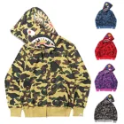 Новинка 2021, толстовки, зимняя модная камуфляжная одежда для пар, толстовка, Повседневный Кардиган с капюшоном, пальто с капюшоном в стиле Bape Shark, уличная одежда, мужская куртка, пальто