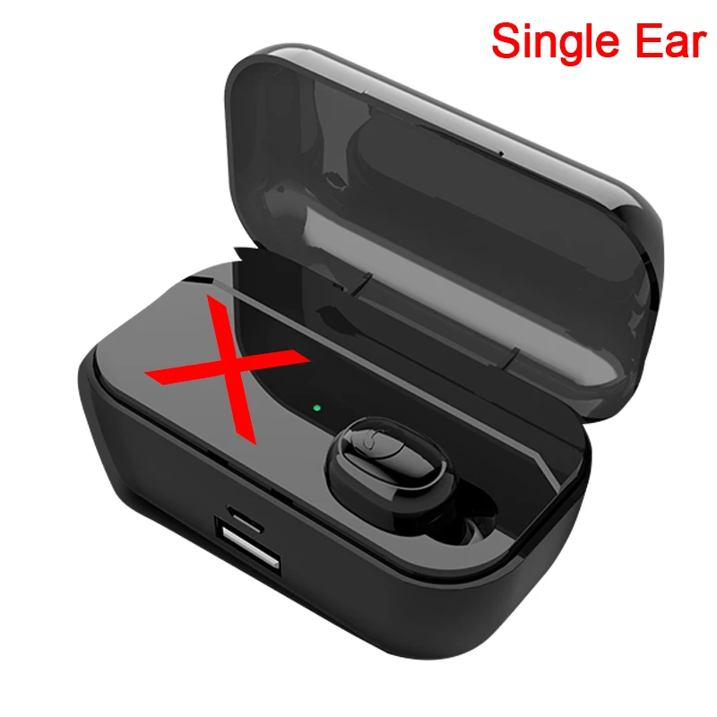 Single-Ear-Black 8D Bluetooth 5,0 наушники беспроводные Heaphones стерео бас наушники гарнитуры с микрофоном 3500 мАч Мощность беспроводной зарядки коробка для телефона - Цвет: Single-Ear-Black