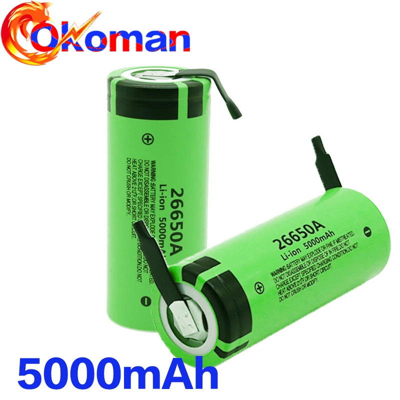 Оригинальный Новый аккумулятор для 26650A 3 7 V 5000mAh высокой емкости 26650 литий ионные