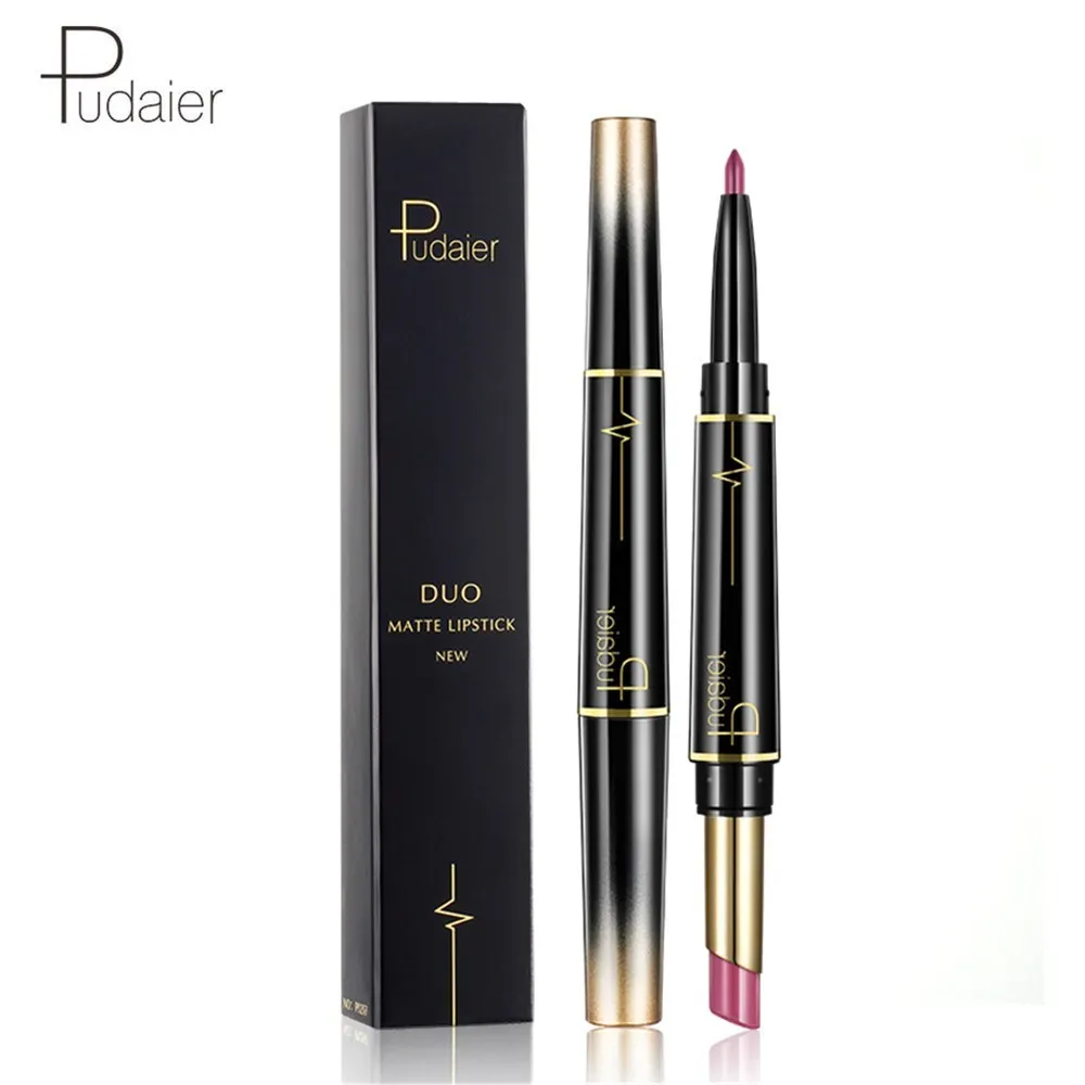 Двухсторонняя матовая губная помада Pudaier водостойкие стойкие помады нюдовая с