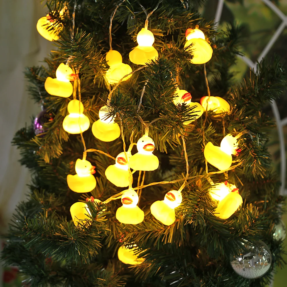 

LED Fairy String Light Yellow Duck Vintage Cover Bulb Guard Lamp Christmas Battery Operated Decor 2m 10LED Pendant