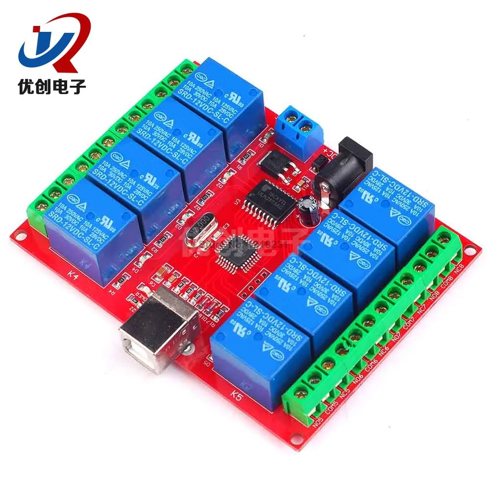 8 каналов 12 В компьютерный USB переключатель управления релейный модуль