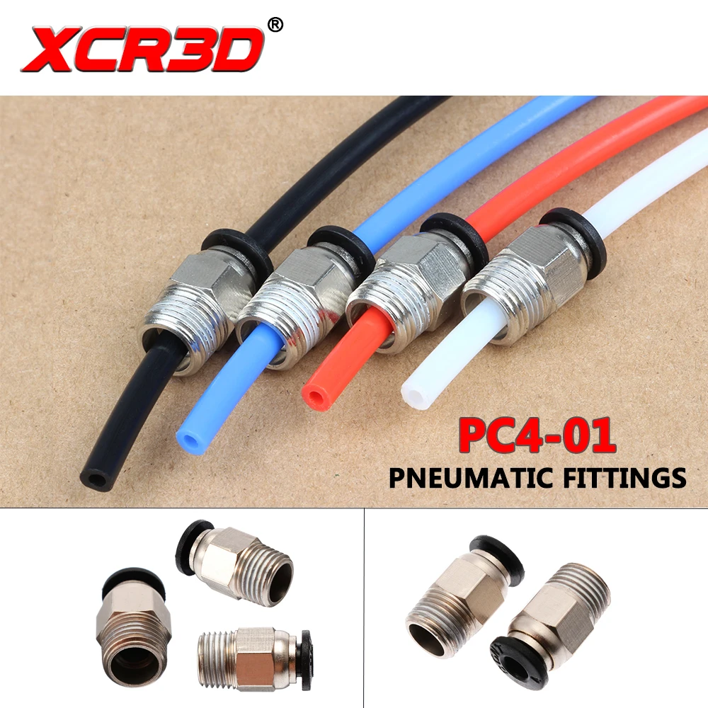 

XCR3D 3D Printer Parts PC4-01 Straight through Pneumatic Fittings V6 Feeding Adapter 4*2 Feeding PTFE Tube for E3D 1.75mm Hotend