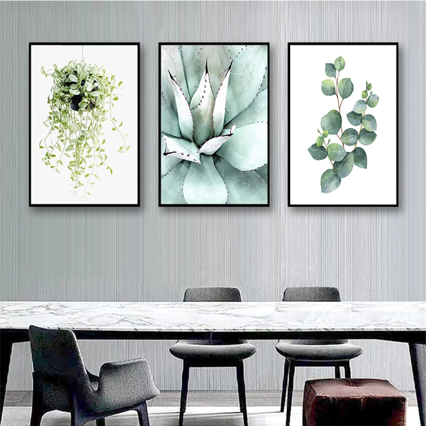 

Картина для гостиной, Современный домашний декор, зеленое растение, эвкалипт, принт, суккуленты, настенная Картина на холсте, скандинавский ...