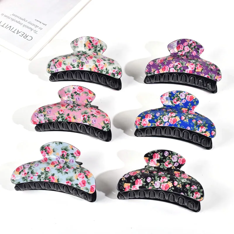 Grampos de Cabelo Grandes de Flor Grandes de 9cm Acrílica Femininos Acessórios Coreanos