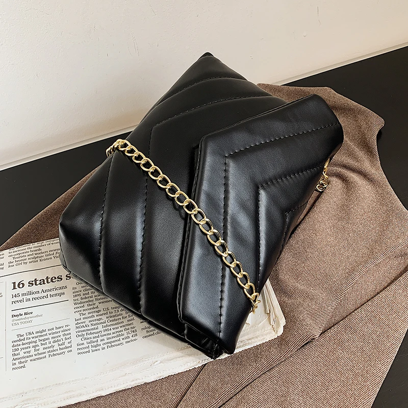 

Luxury High Quality Leather Embroidery Thread Crossbody Bag for Women Chain Handbag Vintage Clutch Women Shoulder Purse