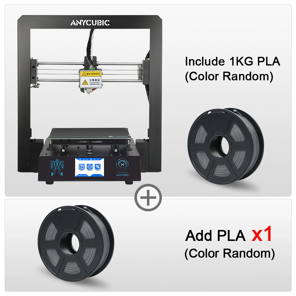 ANYCUBIC I3 Мега 3d принтер нить полностью металлическая рамка Impresora TFT сенсорный экран Высокая точность 3d принтер экструдер impressora - Цвет: Mega Add 1Kg PLA