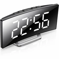 digital alarm clock desk table clock curved led screen alarm clocks for kids bedroom temperature snooze function home decor