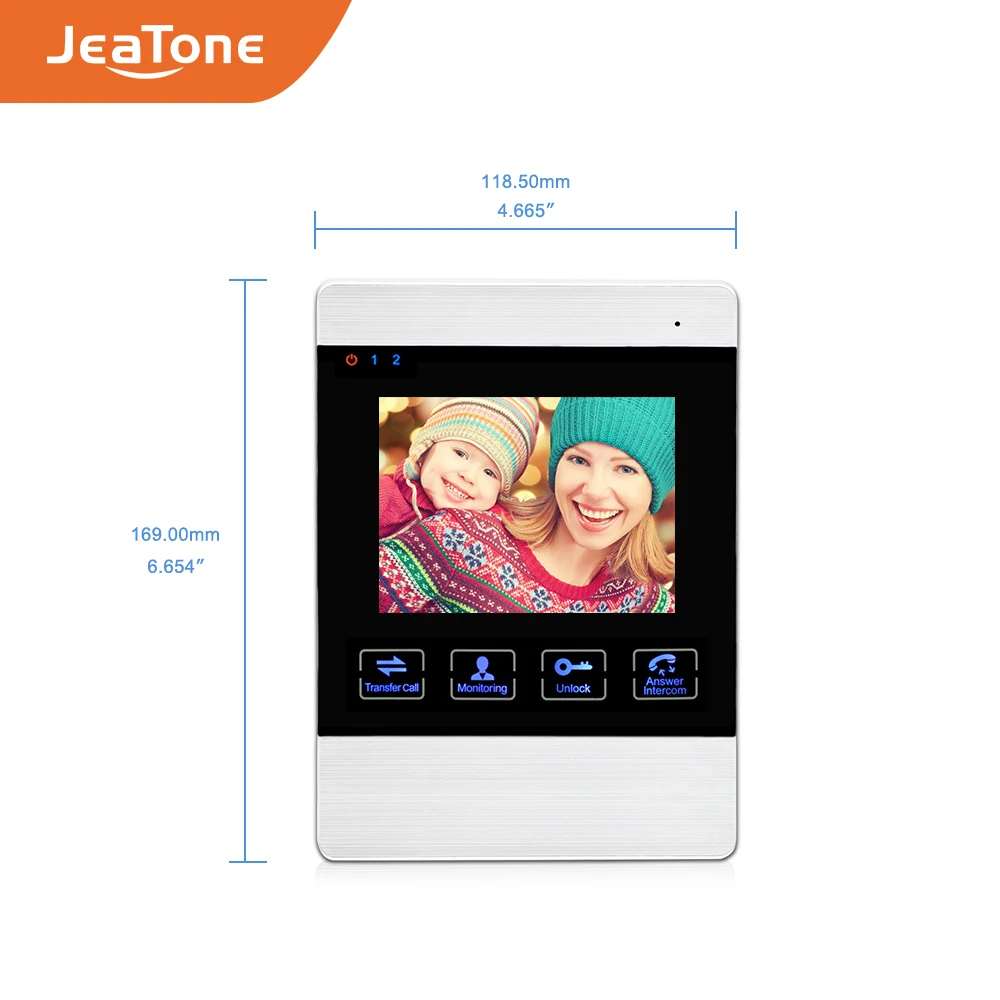 Видеодомофон JeaTone с 4 дюймовым ЖК дисплеем и цветным экраном проводной дверной