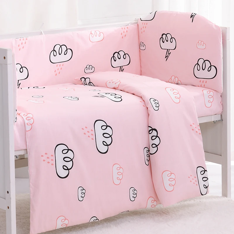 

6/9pcs Pink Cloud Baby Bedding Set bumper duvet Nordic Baby Items kit berço baby room decor 120*60/120*70cm