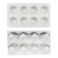 8 cavity diamond polygonal silicone cake mold reusable french dessert mousse pastry tray candle mould muffin sweety baking tools