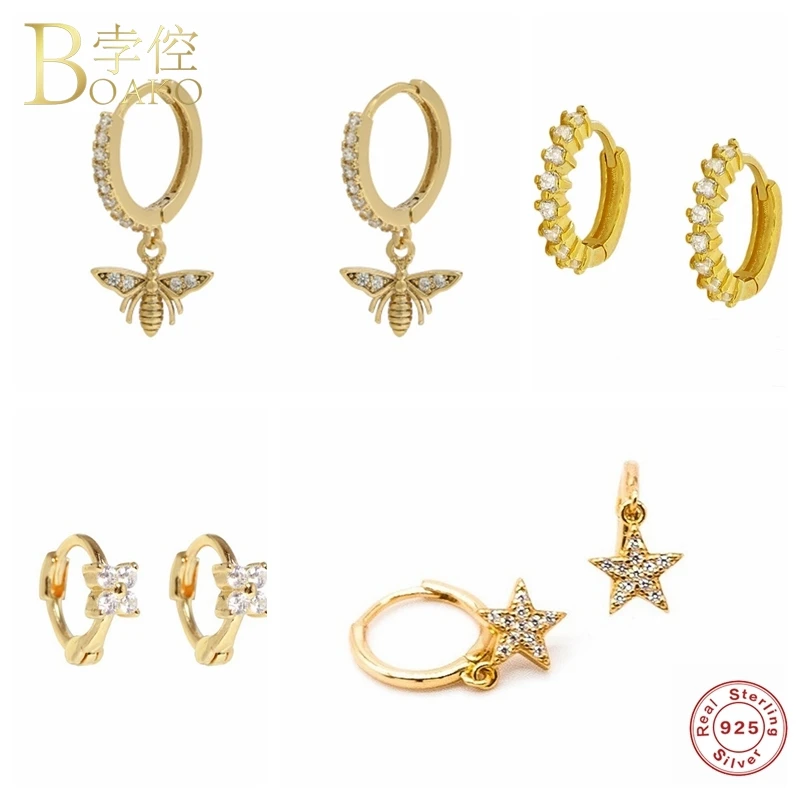 Серьги кольца женские из серебра 925 пробы с фианитами|Серьги-кольца| |