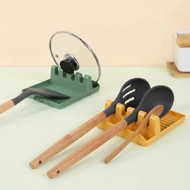 

045 Multi functional spatula rack kitchen tools shelf household table top card slot type hole free pot cover spatula frame