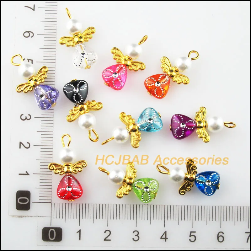 Мода 20 Новые шармы Смешанные Сердце танцующий Ангел золото Цвет кулоны крылья