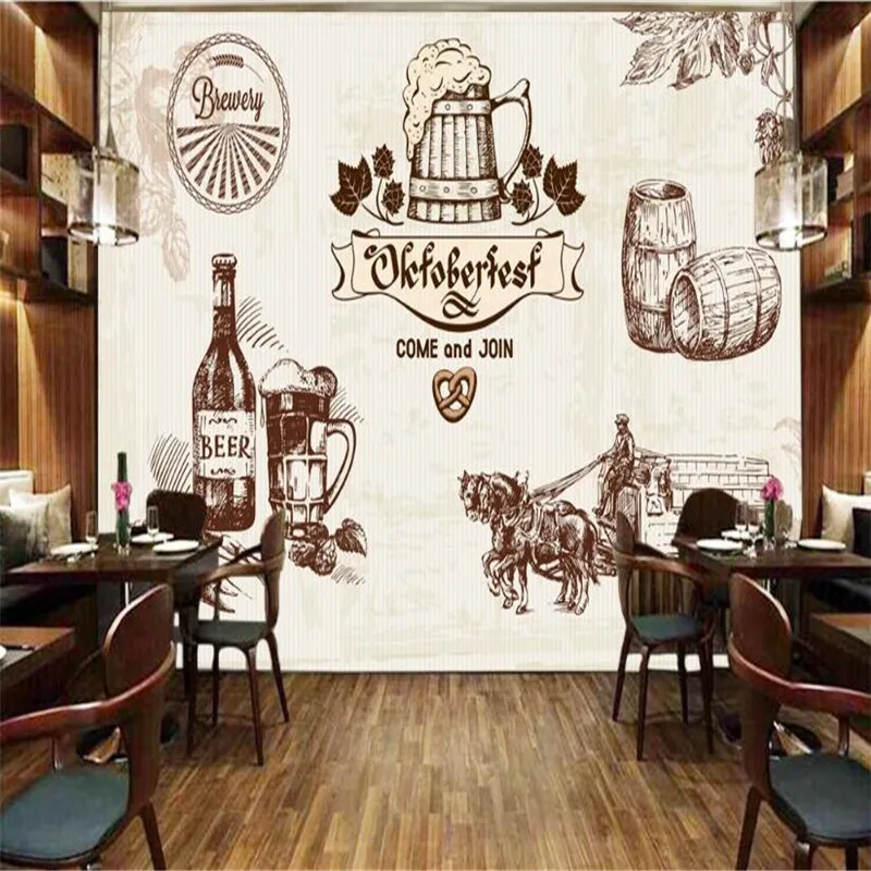 Европейская и американская ретро ручная роспись пивные бочки для вина настенная