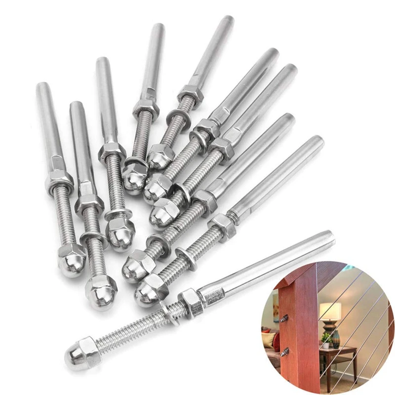 62 пакет Кабельные перила Swage Резьбовая шпилька Натяжной конец фитинг терминал