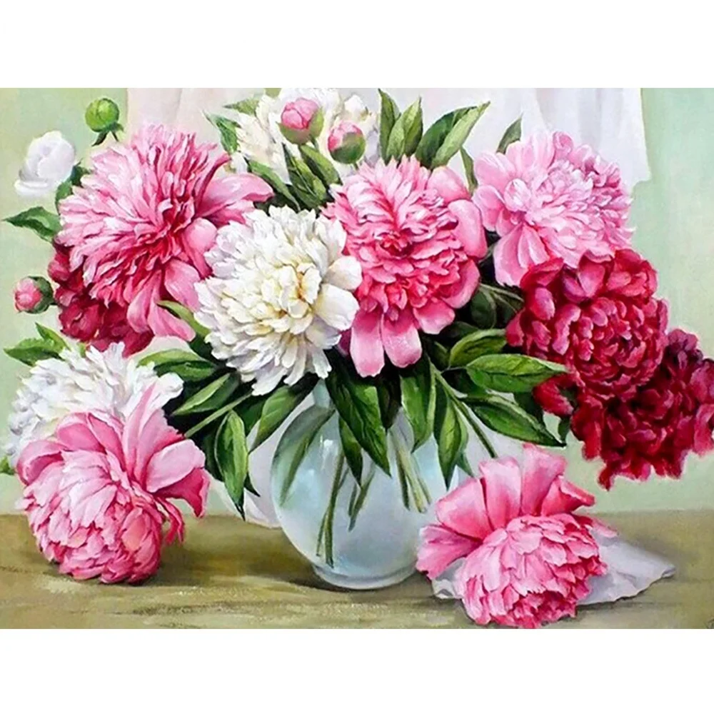 

Full Square/Round Diamond Embroidery Flower Cross Stitch 5D DIY Diamond Painting Peony Rhinestones Pictures Home Decoration