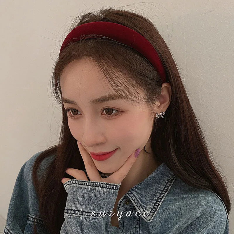 

Women Retro Velvet Solid Color Hair Band Korean Temperament Girl Hair Hoop Headband Adult Wash Face Turban Hair Accessories