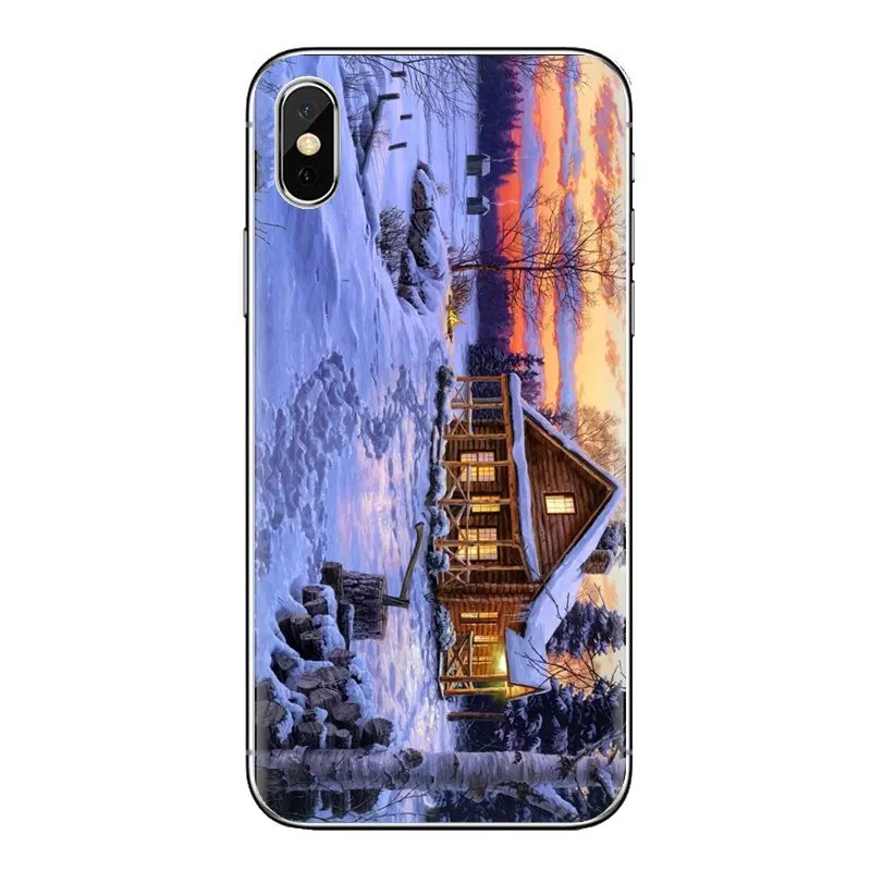 Winter Log Cabin Soft Transparent Shell Covers For Samsung Galaxy S3 S4 S5 Mini S6 S7 Edge S8 S9 S10 Plus Note 3 4 5 8 9 |