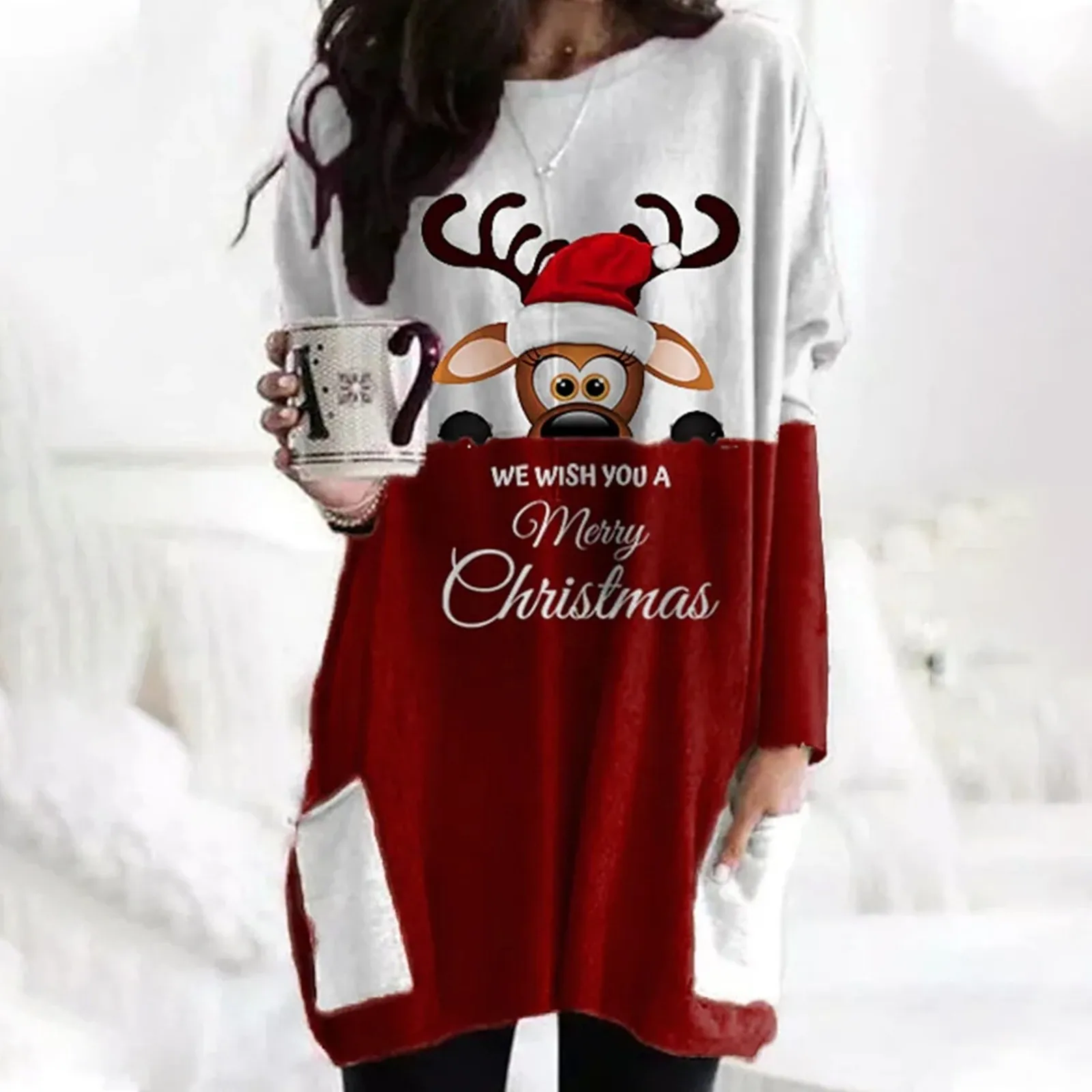 Женское Повседневное платье-Топ с длинным рукавом и карманами | Женская одежда