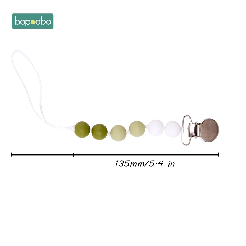 Bopoobo 1 шт., детский прорезыватель, соски, клипсы, подарок для ребенка, пищевые силиконовые грызуны, прорезыватель из бисера, BPA бесплатно, подарок для ребенка, игрушки, силиконовые бусины - Цвет: Green Chain