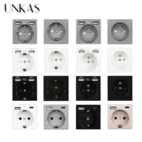 unkas b8 modules diy free combination new eu french type c 16a wall power socket dual usb charger port hidden soft led outlet