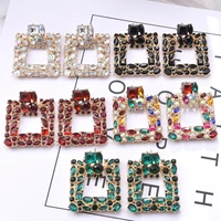 ztech new square metal trend colorful rhinestone dangle drop earrings high quality fashion crystal jewelry accessories for women