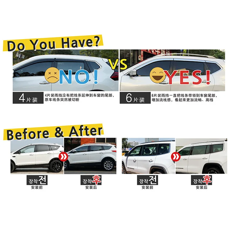 

Chrome Door Visor Side Window Deflector Shade Sun Rain Shield Silver Trips Eaves for Buick Excelle