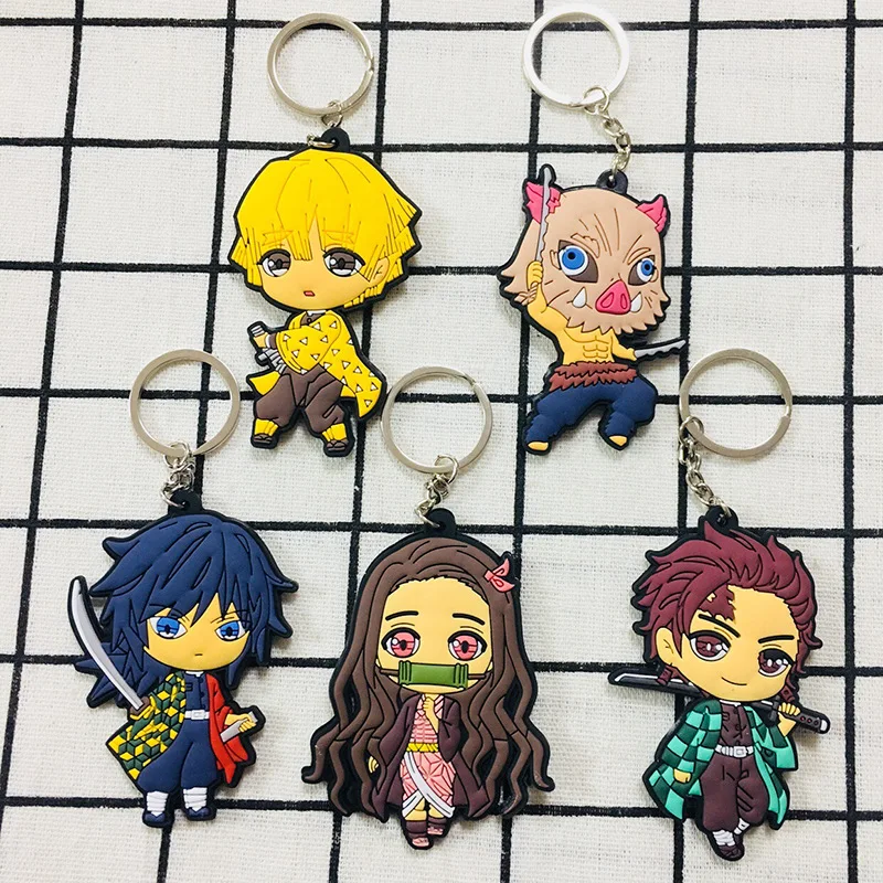 

Anime Kimetsu No Yaiba Demon Slayer Pvc Keychain Kamado Tanjirou Nezuko Agatsuma Zenitsu Key Chain