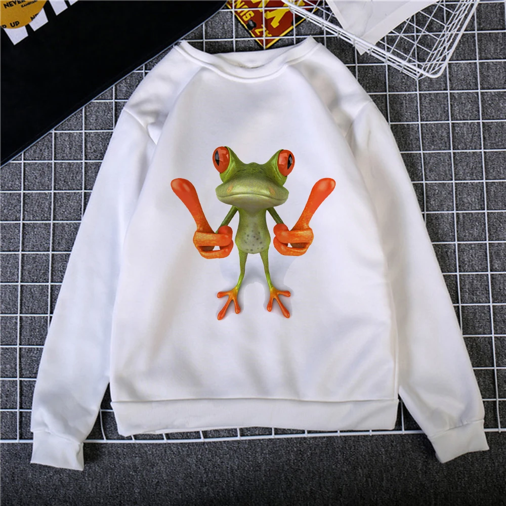

White Sweatshirt Tops Crop Teens For Girl Frog Cartoon You're Best Fashionable Spring Autumn Y2k Long Sleeve Comfort Cute Russia