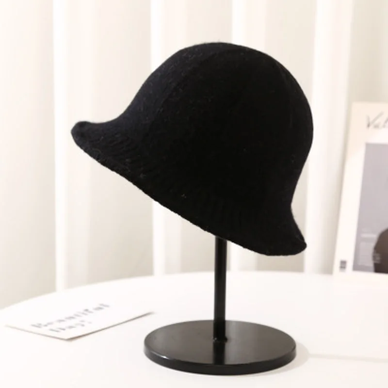 bucket hats women winter hats 100% wool dome round top winter autumn warm solid outdoor fishing men bucket wool winter women hat