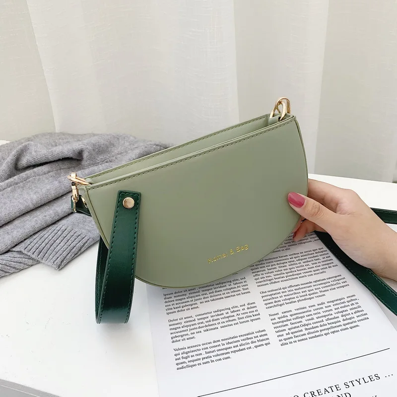 

Luxury Crossbody Bags for Women 2020 Summer Half Round Messenger Bag PU Leather Travel Purses and Handbags Female Shoulder Bag