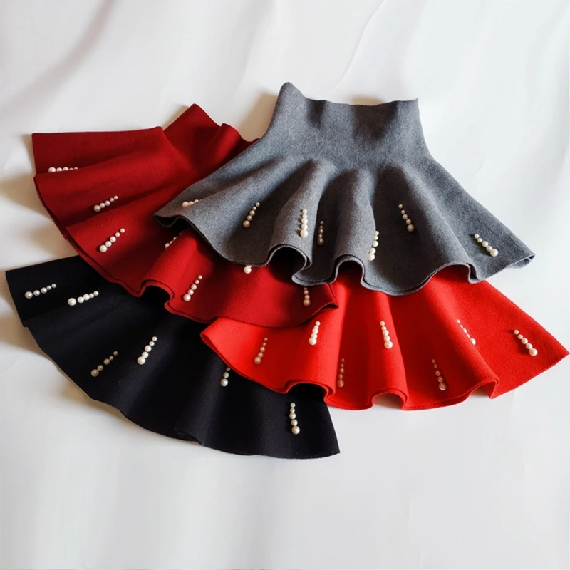 Юбка для девочек зимняя повседневная плиссированная мини юбка малышей детская