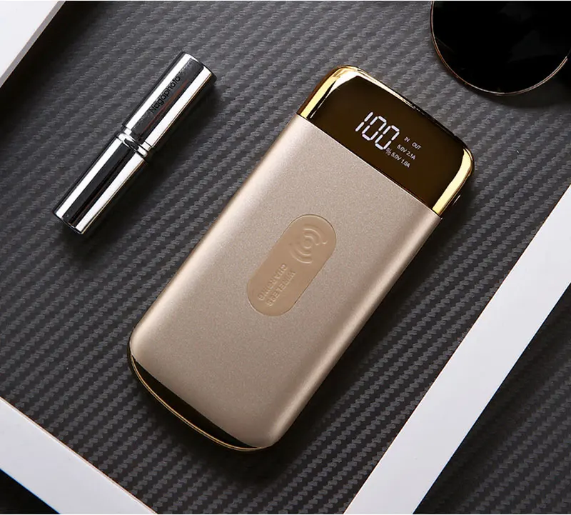 Портативное зарядное устройство 20000 мАч с отличным дизайном беспроводное Qi