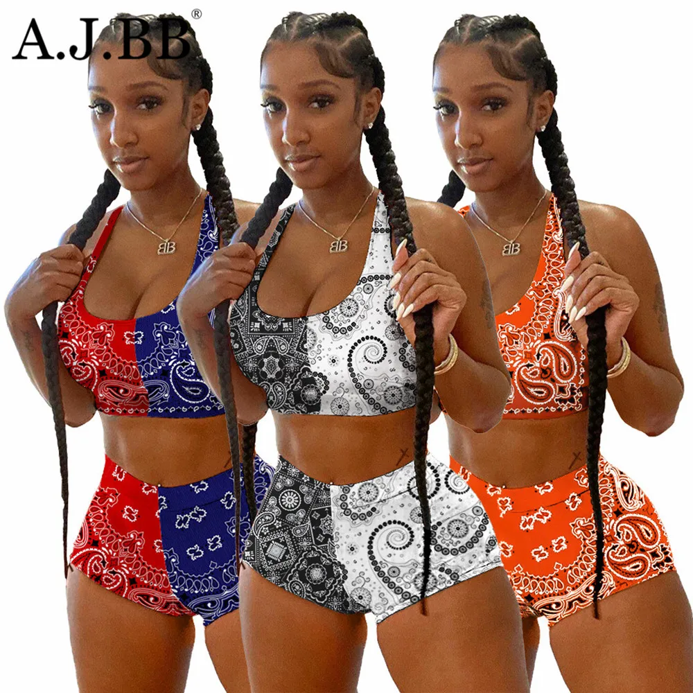 

Женский спортивный костюм из двух предметов, повседневный облегающий жилет без рукавов с круглым вырезом и шорты с принтом, лето 2021